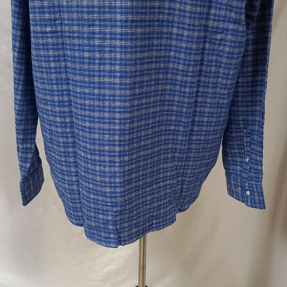 Vtg Haband Casual Joe Mens Large Blue Plaid Pearl Snap Long Sleeve Flannel Shirt - Picture 8 of 11